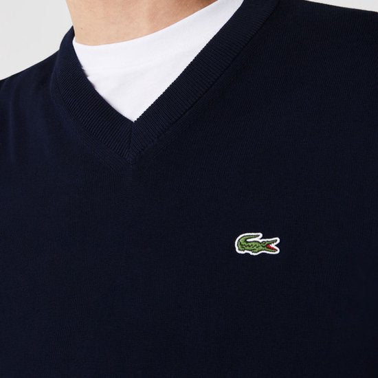 Lacoste Organic Cotton V-neck Sweater - Maillots de sport - Bleu marine - Hommes - Taille S