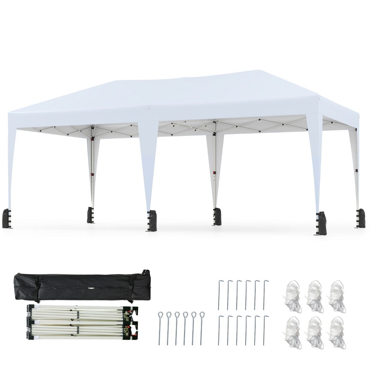 Tente de fête pop-up Coast - modèle pliable - avec sac de transport à roulettes - gris 3 x 6 m