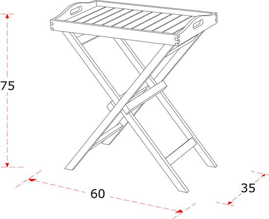 Table d'appoint pliable AXI Lora en teck – Avec plateau amovible – 60 x 35 x 75 cm – Teck – Légère – Pliable – Pour le jardin, la terrasse et le balcon