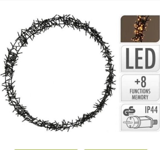 H&S - Couronne de Noël - Anneau - ˜38cm - 300led - Extra Warm White - 8 réglages
