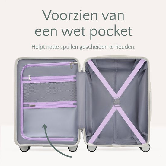 Skycases City Walker - Ensemble de valises 3 pièces | Léger et durable | 20, 24 et 28 pouces | Roues pivotantes à 360° | Verrouillage TSA | Housses de protection incluses - Violet