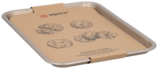 Plaque de cuisson Alpina 35 x 24 cm - Revêtement antiadhésif pour démouler facilement les pâtisseries - Idéale pour les biscuits, les gâteaux et les plats au four - Facile à nettoyer - Forme rectangulaire - Couleur : dorée