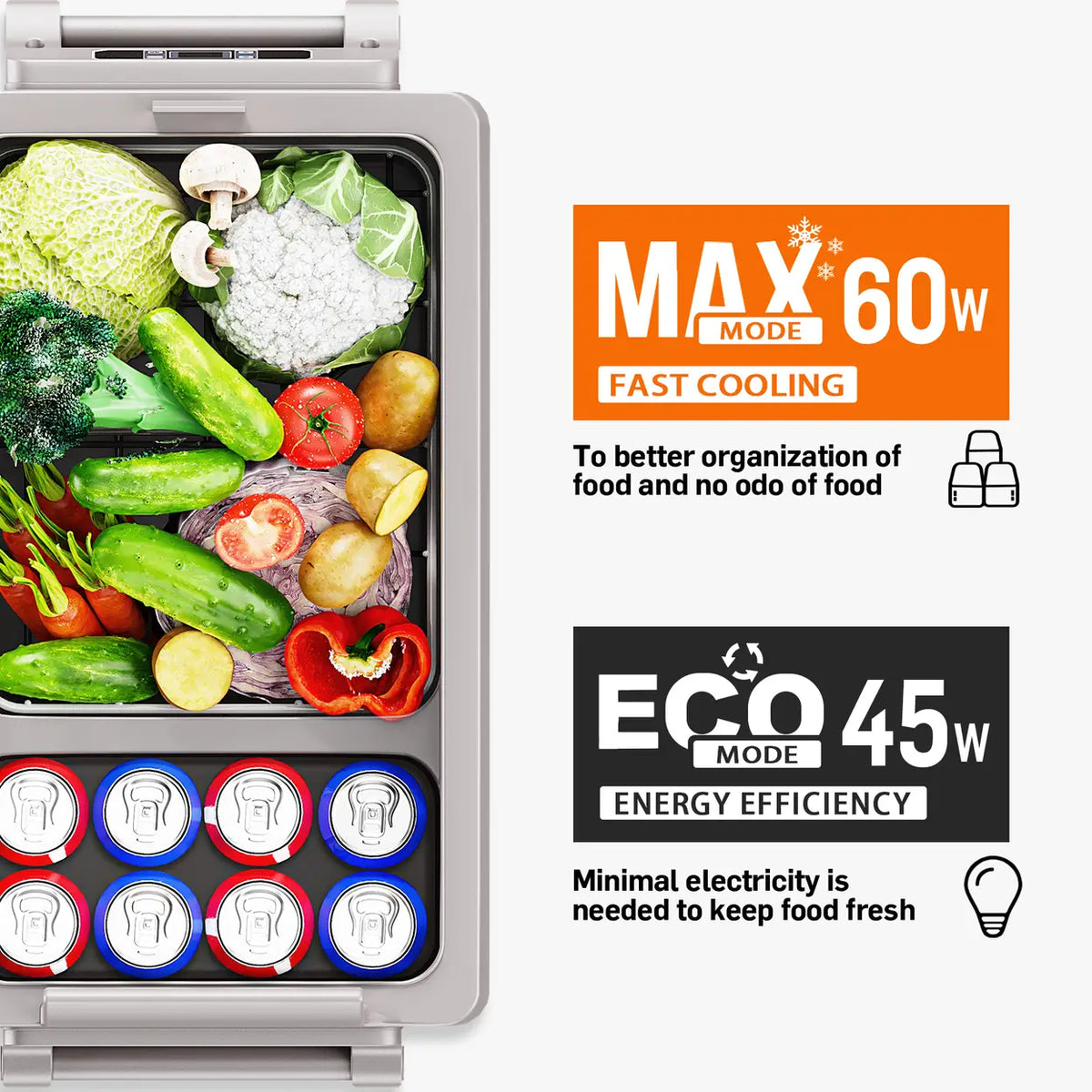Glacière à compresseur Euhomy 49,4 litres - 12/24 V CC et 240 V CA
