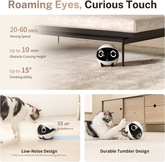 Enabot ROLA Mini - Robot intelligent pour animaux de compagnie - Caméra 2304 x 1296 - Batterie 5000 mAh