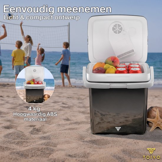 Glacière électrique Toivo - 26 litres - 12 V et 230 volts - Voiture - Réfrigérateur de camping - Refroidissement et chauffage - Glacière - Noir