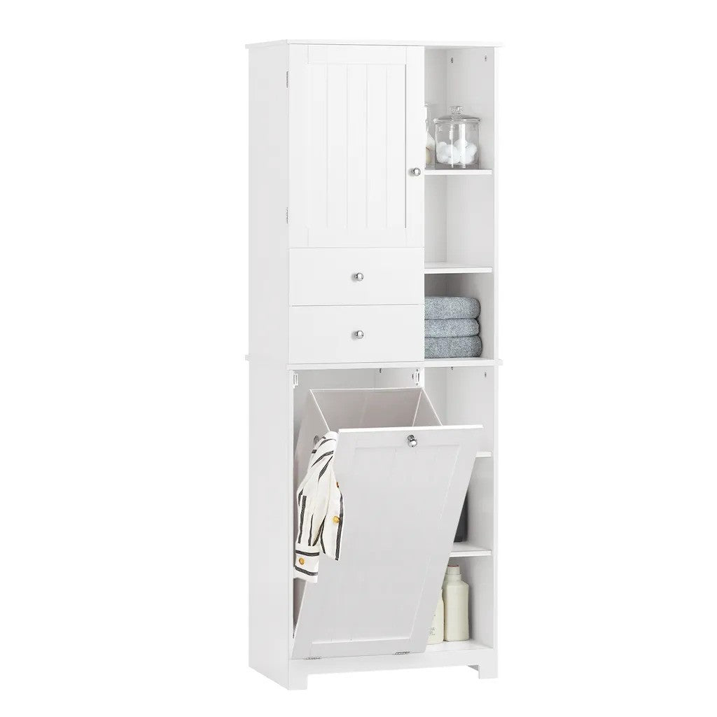 SoBuy - armoire avec sac à linge - blanc - 96x43x15cm