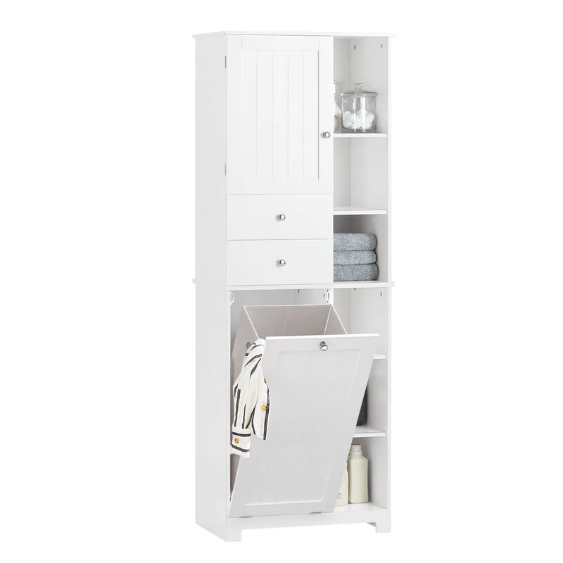 SoBuy - armoire avec sac à linge - blanc - 96x43x15cm