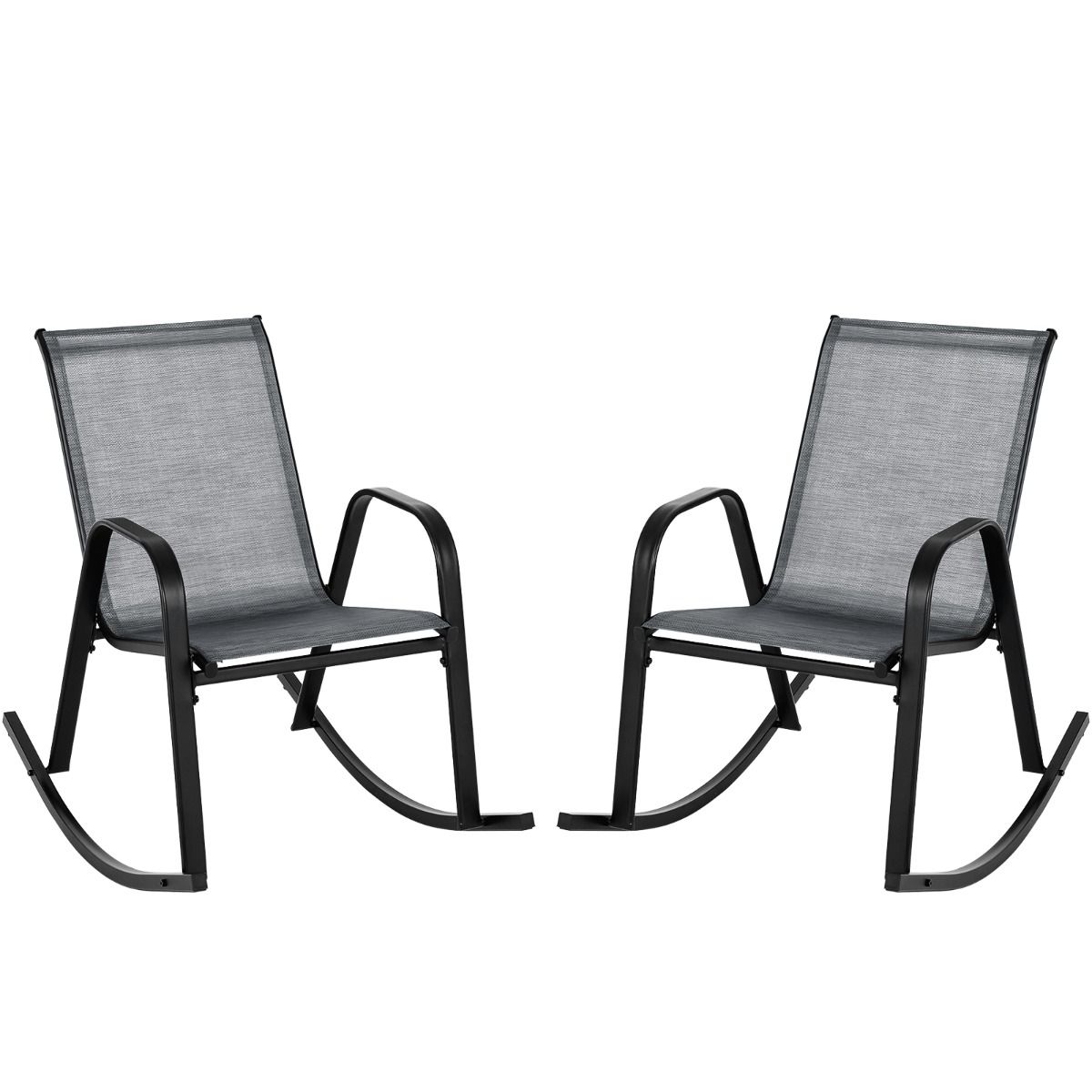Ensemble de fauteuils à bascule Coast - lot de 2 - tissu respirant - noir/marron/gris