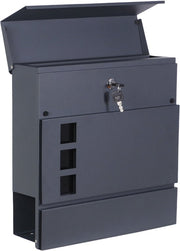 Boîte aux lettres AXI Jonas en métal – Anthracite – Boîte aux lettres en acier avec serrure – Modèle mural – 37 x 11 x 37 cm – 2 clés incluses – Avec porte-journaux – Résistante aux intempéries