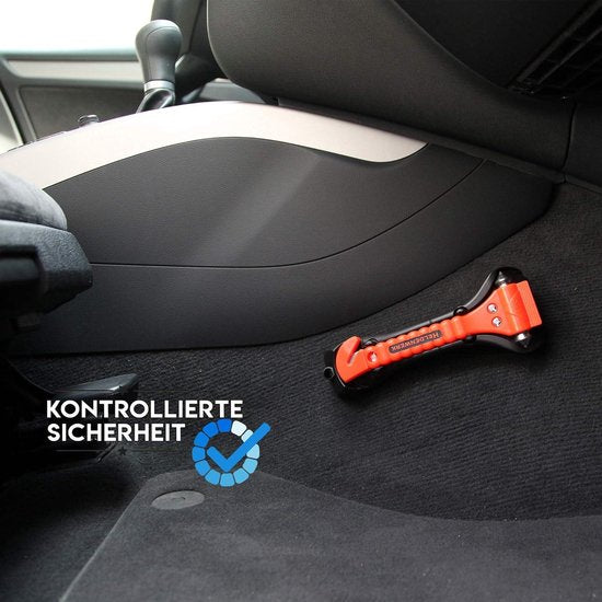 Marteau de secours pour voiture, lot de 2 - Marteau de sécurité avec coupe-ceinture - Pointes trempées - Heldenwerk®