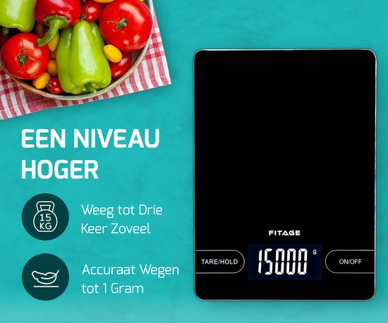FITAGE Balance de cuisine - Balance de cuisine - Grande et jusqu'à 15KG - Balance de précision - Numérique