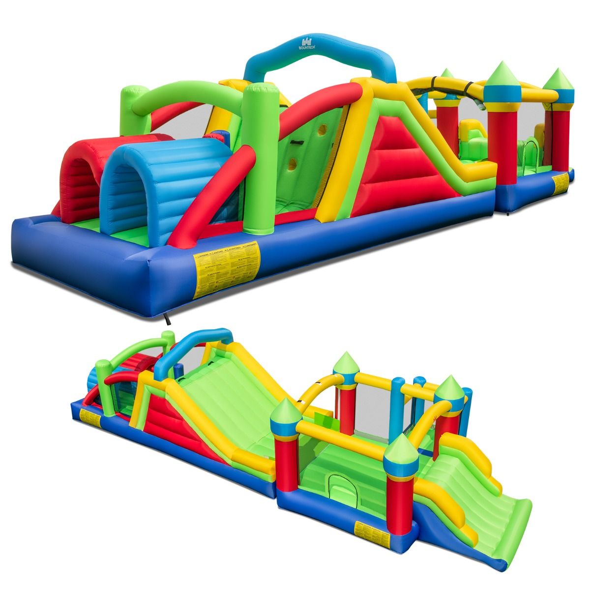 Structure gonflable Coast pour enfants - 2 toboggans - Tunnels et mur d'escalade - Multicolore