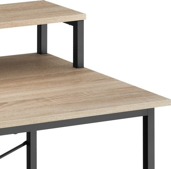tectake® - Everett desk - largeur 80 cm - table d'ordinateur - avec étagère et organiseur - brun clair - 404663