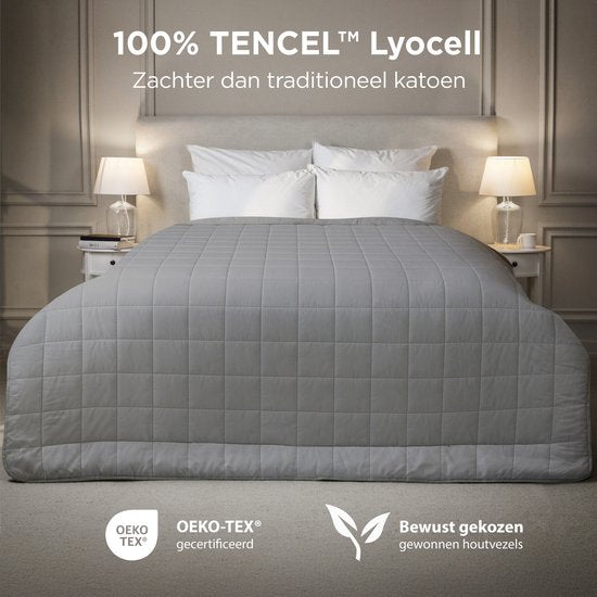 Couverture lestée CozySense® 7kg - 100% Tencel - Couverture lestée - Couverture lourde avec régulation de la température et confort respirant - Répartition de la pression GLASS-Flow® - 1 personne - Gris