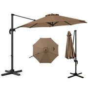 Parasol rond Coast - Réglable sur 5 positions - Pivotant à 360° - Mât en aluminium - 308 x 248 cm - Marron