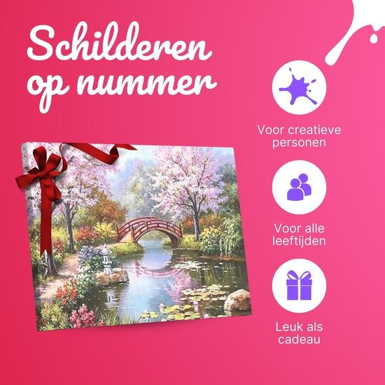 Rubye® Painting By Number Adults - Japanese Garden - Pinceaux inclus - Canvas Painting canvas - Colour by Number - 40x50cm
