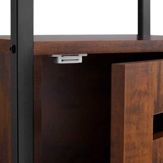 tectake - Buffet liège industriel foncé - table de nuit, armoire de chambre - 404221