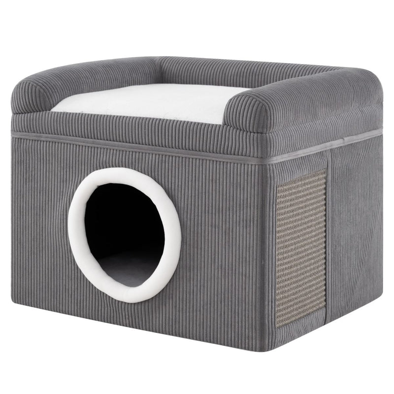 Maison pliable pour chat Coast - avec tapis à griffer en sisal - coussin moelleux et bords surélevés - gris