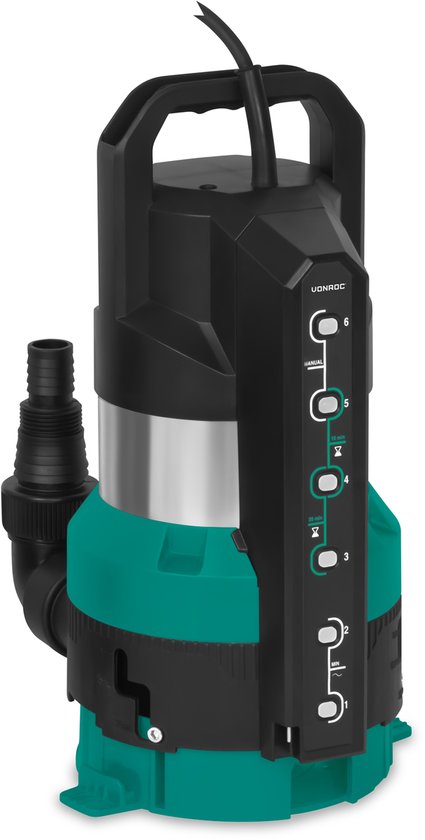 Pompe submersible VONROC - Pompe pour eaux claires et eaux usées - 850 W - 20 000 l/h - aspiration à niveau zéro - interrupteur à capteur