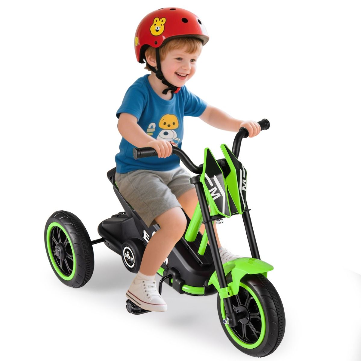 Tricycle pour enfants Coast - cadre triangulaire stable - limiteur de braquage - vert