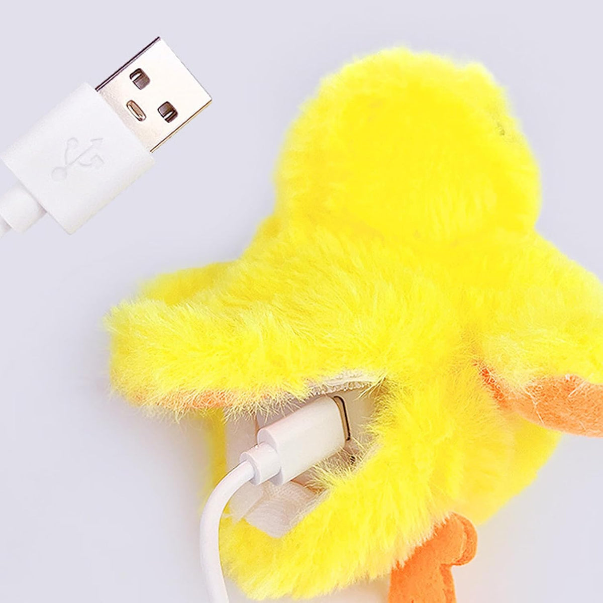 Jouet interactif pour chat Tnfeeon en forme de canard - Ailes mobiles et sons - Rechargeable par USB - Jaune