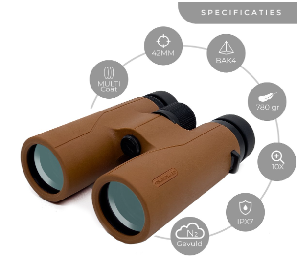 Jumelles Nordwald 10x42 - Cognac - Avec adaptateur pour smartphone