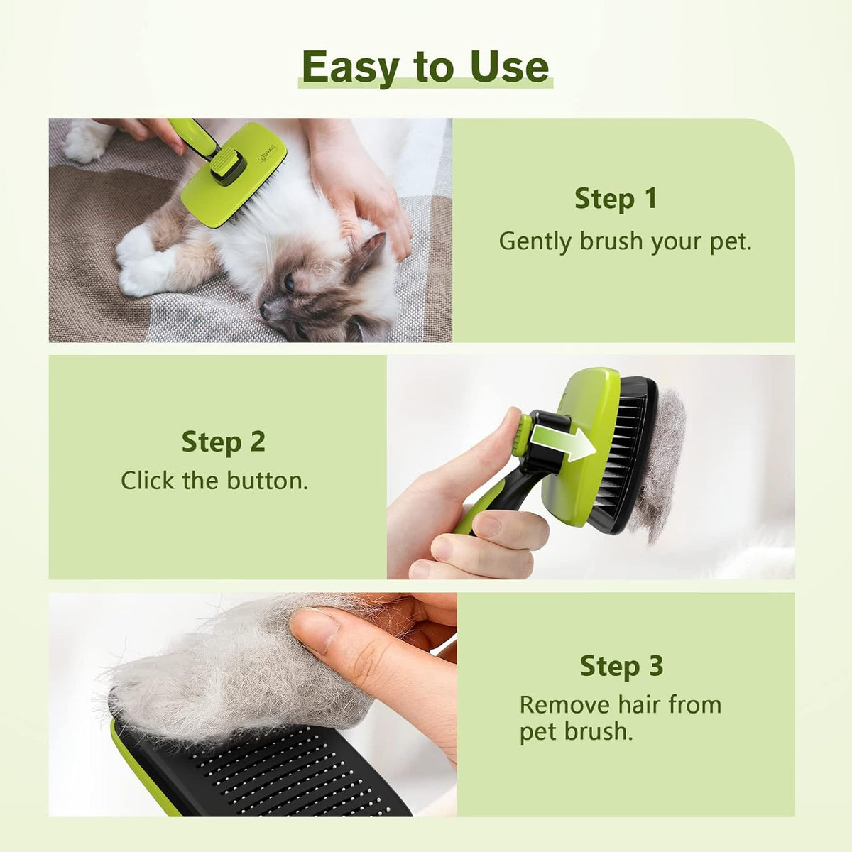 Pecute : peigne extensible pour animaux de compagnie - petit format - vert/noir
