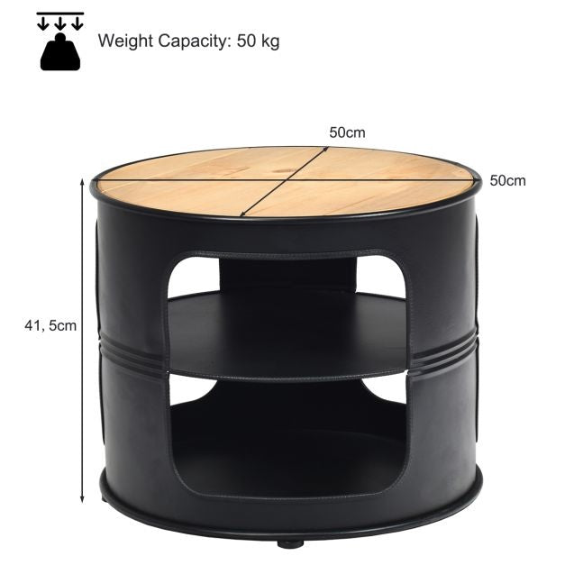 Table d'appoint Coast - 3 couches - 50x50x41,5 cm - Noir
