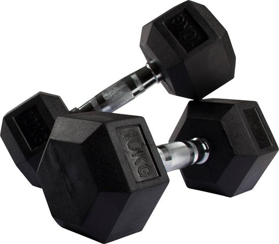 VirtuFit Hexa Dumbbell Pro - 10 kg - Hexagon Dumbbell - Durable et résistant - Entraînement musculaire - Poids - CrossFit & Fitness - Convient aux débutants et aux professionnels - Vendu à l'unité