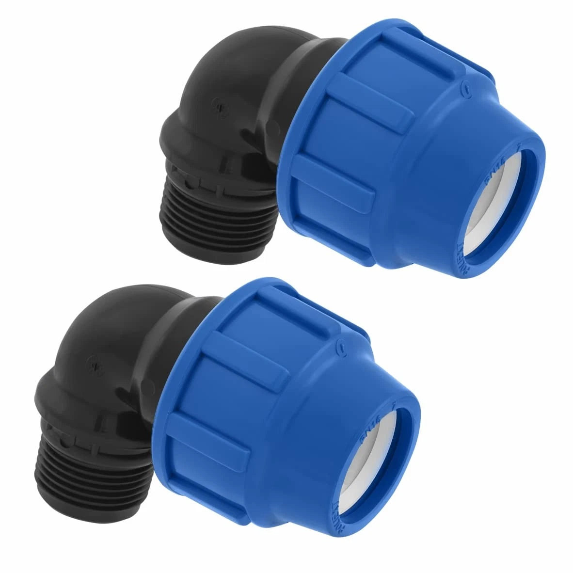 SmartProduct Raccord à serrage coudé 25 mm x 1 pouce, lot de 2 – Noir et bleu – PP