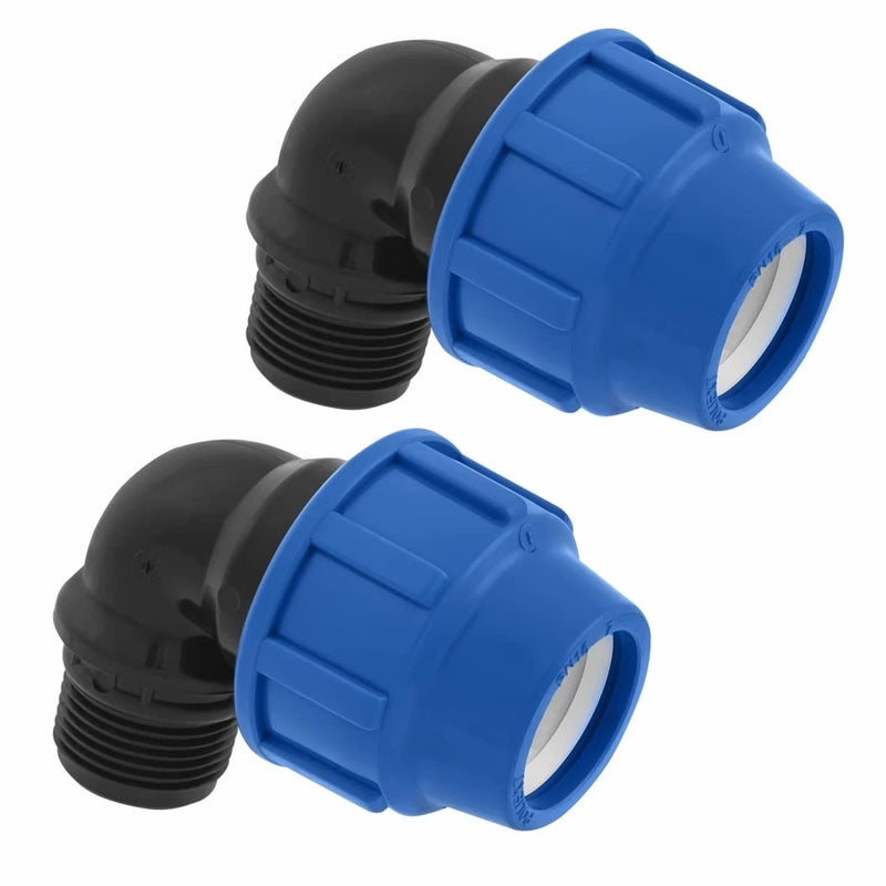 SmartProduct Raccord à serrage coudé 25 mm x 1 pouce, lot de 2 – Noir et bleu – PP