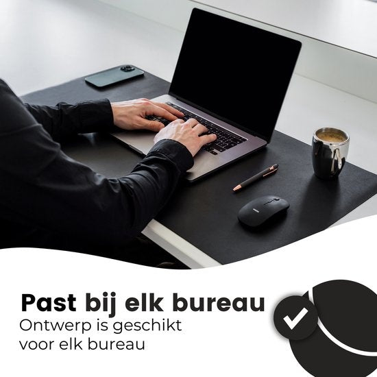 Tapis de bureau professionnel en cuir synthétique WURK - Tapis de souris - Accessoires de bureau - Tapis de souris XXL- Inclut un clip de câble - 90x45 - Noir