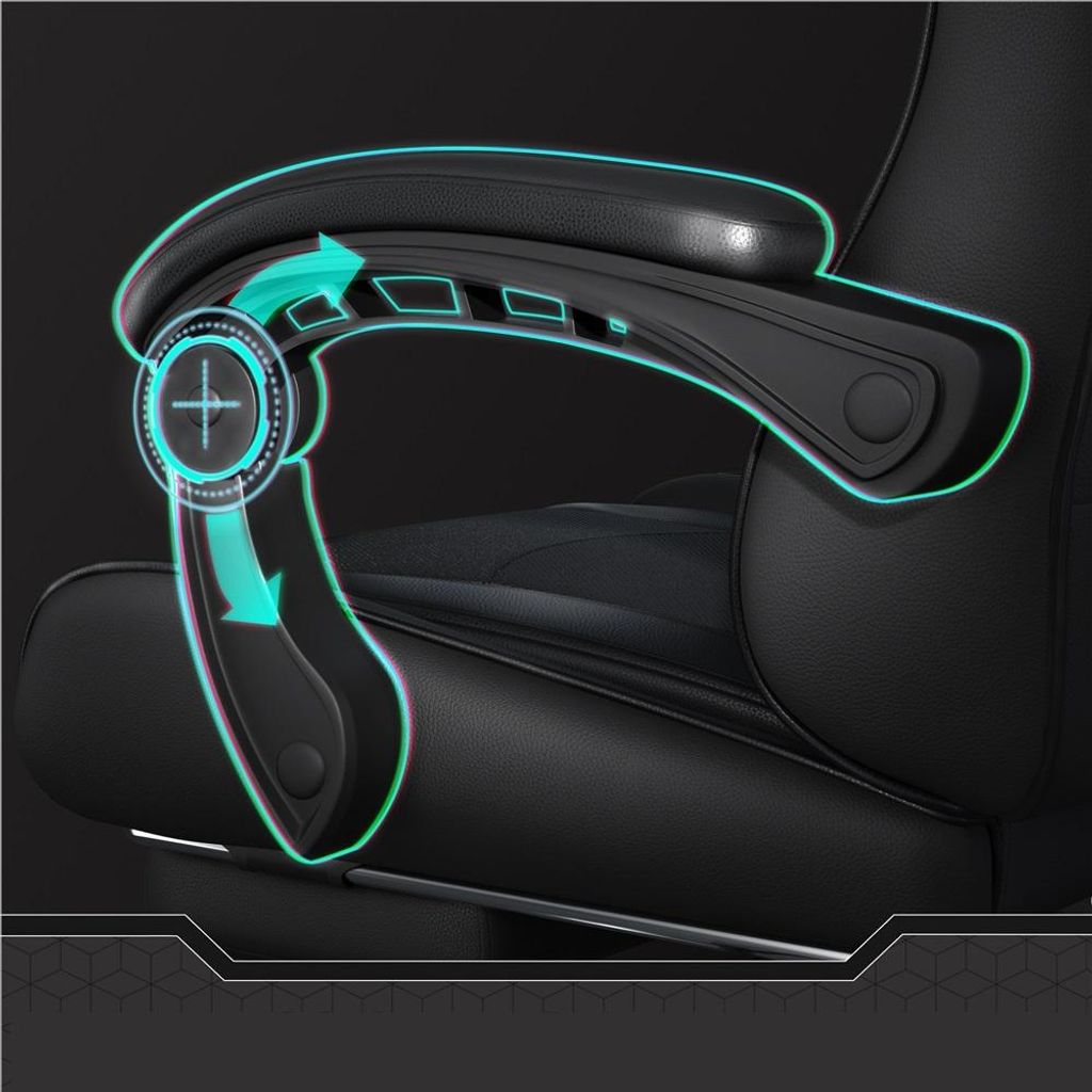 Fauteuil gaming Yaheetech avec fonction massage et repose-pieds - noir