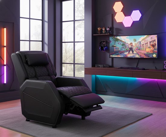 VDD - Fauteuil gaming - Fauteuil - Fauteuil gaming - Fauteuil gaming avec repose-pieds - Fauteuil gaming noir