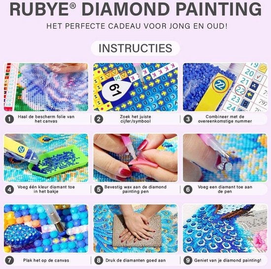 Rubye Cire à peindre diamantée - Peinture diamantée adultes - Peinture diamantée enfants - Accessoires de peinture diamantée - 50 pièces