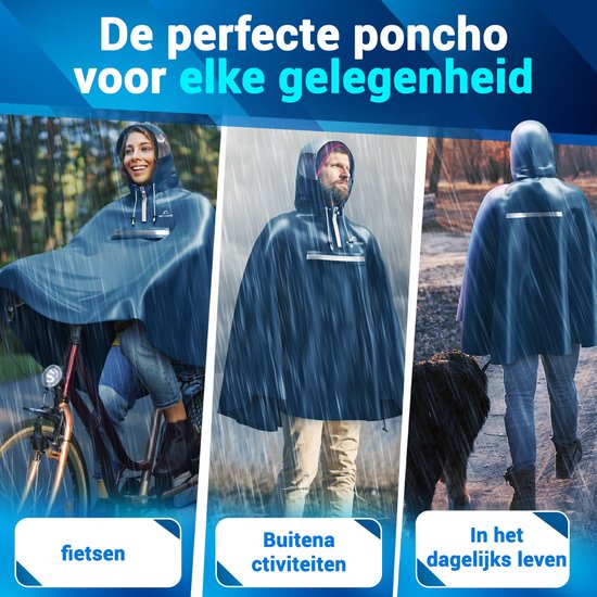 Nextcover Poncho de pluie pour femmes et hommes | Cape de pluie avec technologie AquaShield 2.0, coupe-vent et imperméable | Idéal pour le cyclisme, la randonnée et la pêche | Poncho de vélo pour adultes Unisexe | Poncho