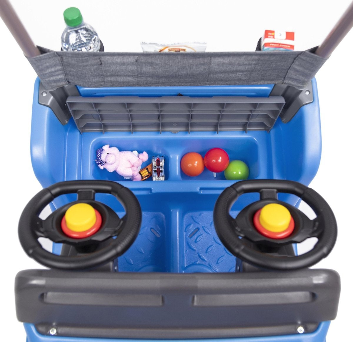 Step2 walking car Side-By-Side Push Around SUV in Blue - Voiture à pousser pour 2 enfants - Auvent pour l'ombre - Voiture à pousser avec barre de poussée et auvent - Pour les enfants à partir de 2 ans