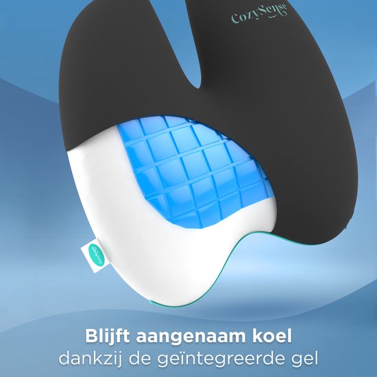 CozySense® Back Support - Coussin lombaire réglable - Coussin lombaire pour la voiture, la chaise de bureau, le lit et le canapé - Ergonomique - Avec Coolgel - Fermeté ferme - Housse lavable