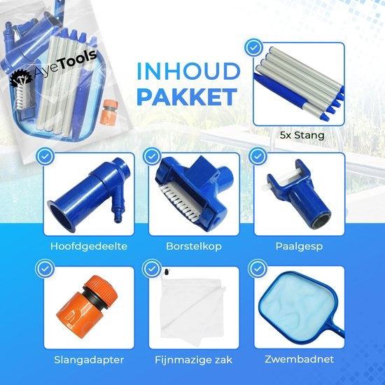 AyeTools Aspirateur de piscine - avec filet de récupération - Bleu