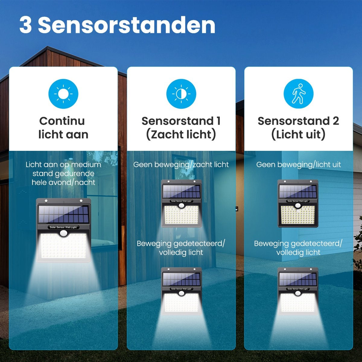 Auronic Lampe solaire d'extérieur avec détecteur de mouvement - Applique murale avec détecteur - Solaire - 97 LED - IP65 - 4 pièces - Noir