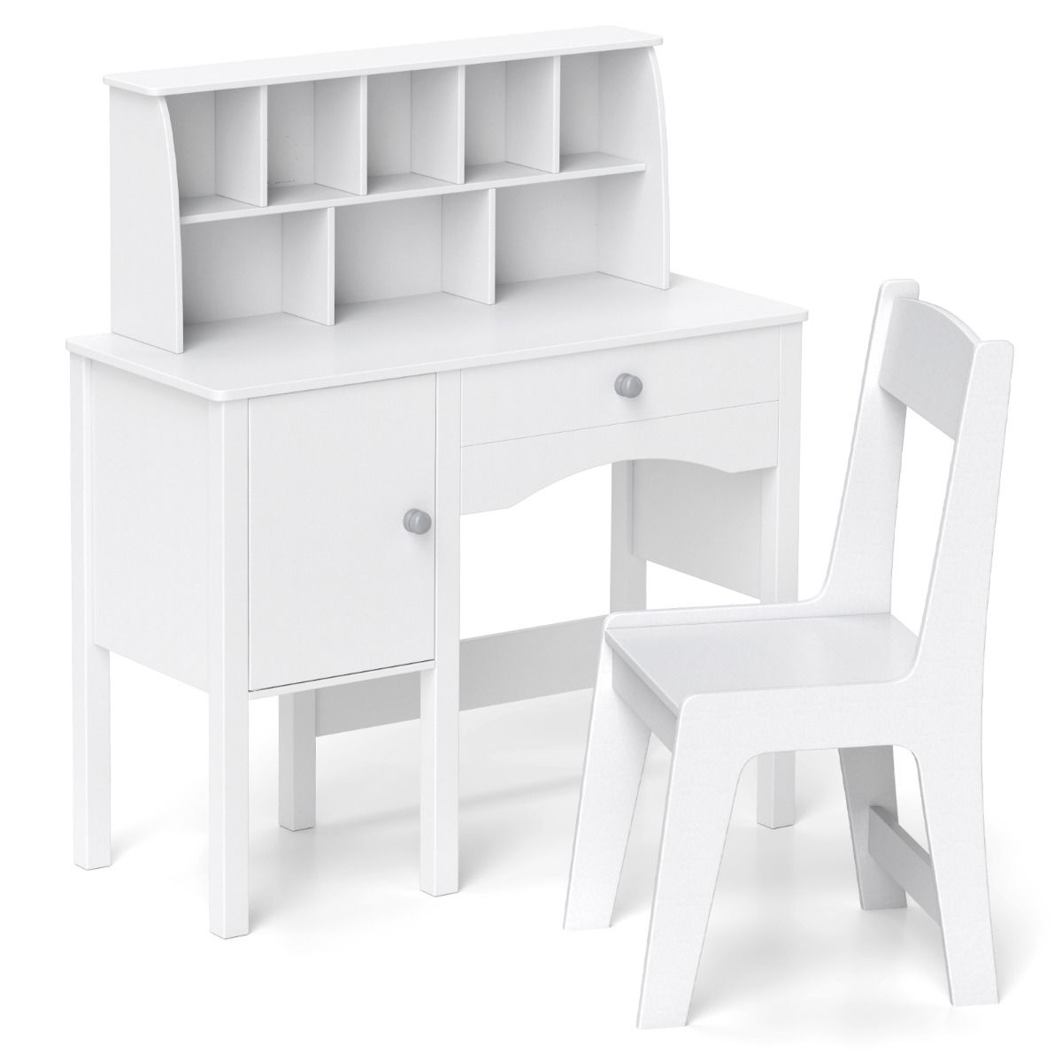 Bureau pour enfant Coast avec chaise - nombreux rangements - dispositif anti-basculement - blanc