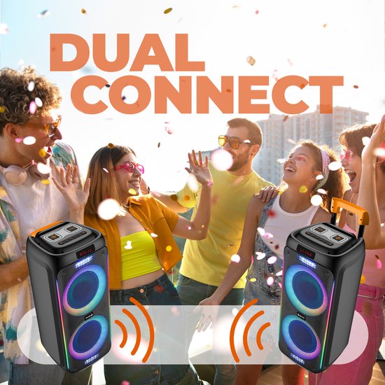 Denver Bluetooth Speaker Party Box - Disco Lights - Party Box - Microphone inclus - Micro SD / USB / AUX - TSP456