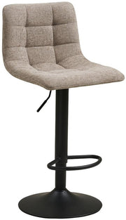 Tabouret de bar Anea - Réglable en hauteur - Siège en tissu avec structure en métal - Design moderne - Gris