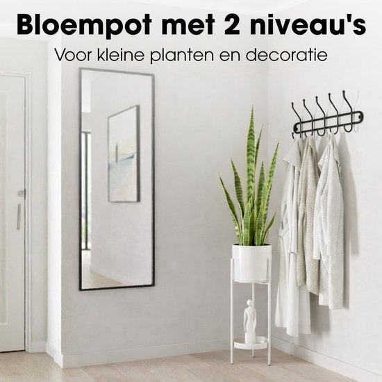 Mica Decorations Colyn Pot de fleurs sur pieds - Pot de fleurs - Pot de fleurs d'intérieur ou pot de plantes - Support pour plantes en fer - H60 x Ø19 cm - Blanc