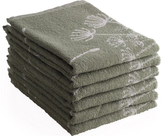 Lot de 6 torchons de cuisine DoubleDry Luxe - 50 x 50 cm - 100 % coton - Très absorbants et résistants - Pissenlit, vert