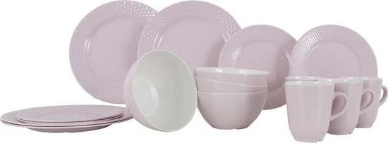 Gimex - Royal Line - Service de table - Pastel - Rose - 16 pièces
