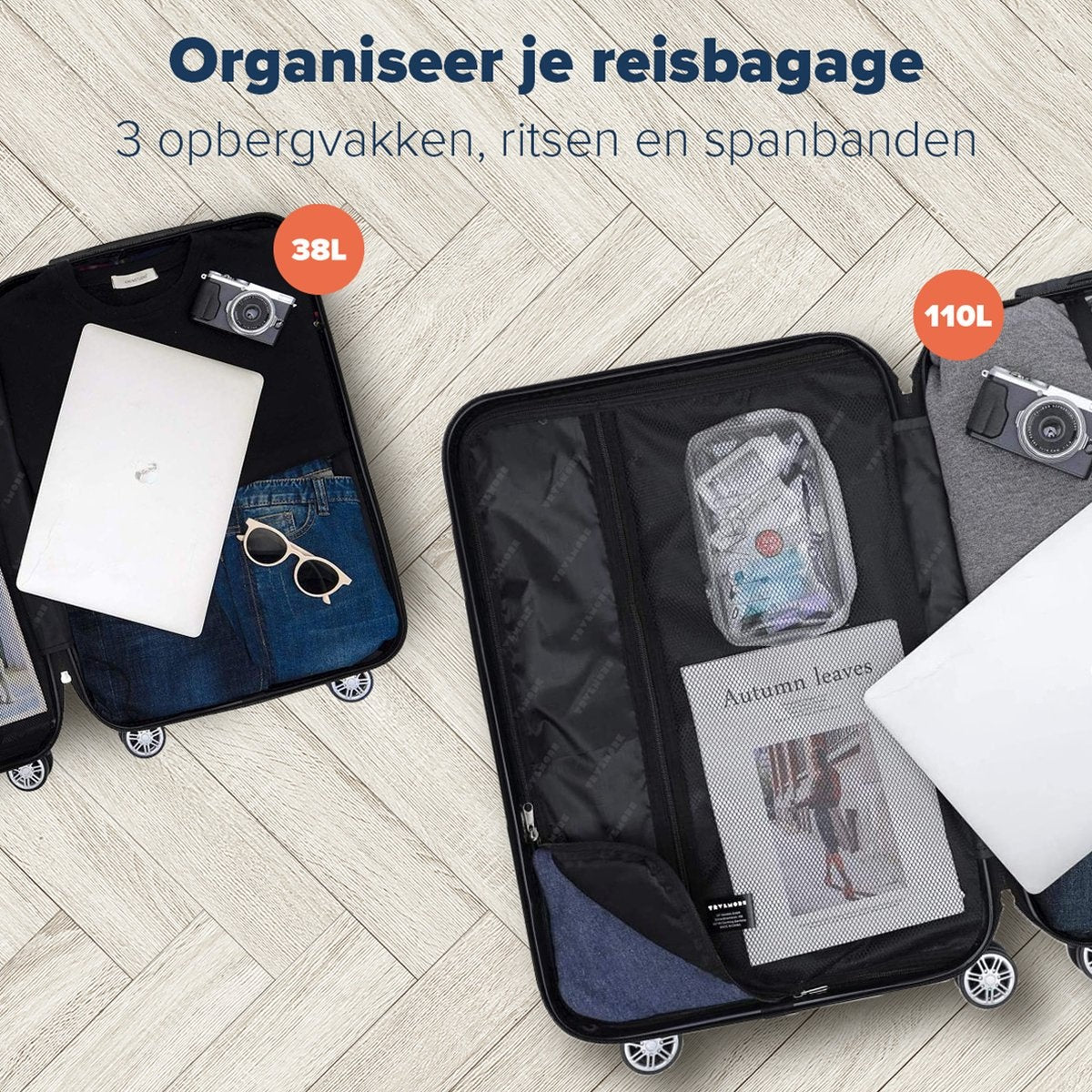 Lot de 2 valises TRVLMORE - 38L + 100L - Noir