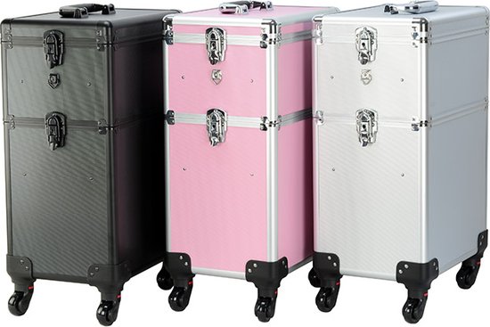 DMV - Valise de coiffure trolley - valise de maquillage trolley - valise de maquillage - valise de beauté - noir