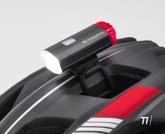 Lampe de vélo LED pour casque - Lampe avant et arrière pour casque - rechargeable par USB, lampe de vélo étanche, noire