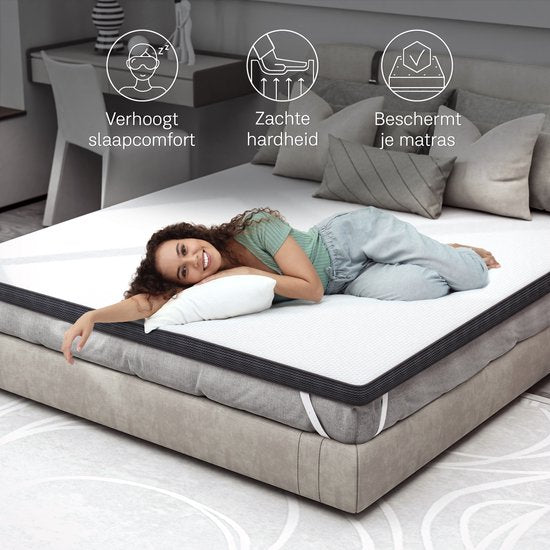 CozySense® Topper 120x200 - Surmatelas - Matelas de pont - Mousse à mémoire de forme avec gel réfrigérant - CertiPUR® - Fermeté douce - 8 CM - Housse lavable